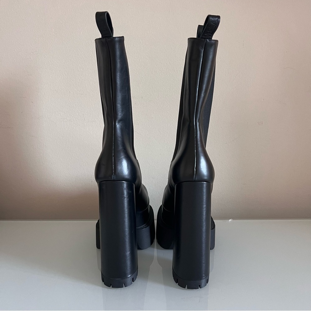 VERSACE | Black block platform aevitas Versace lug sole designer leather boot - Picture 15 of 16